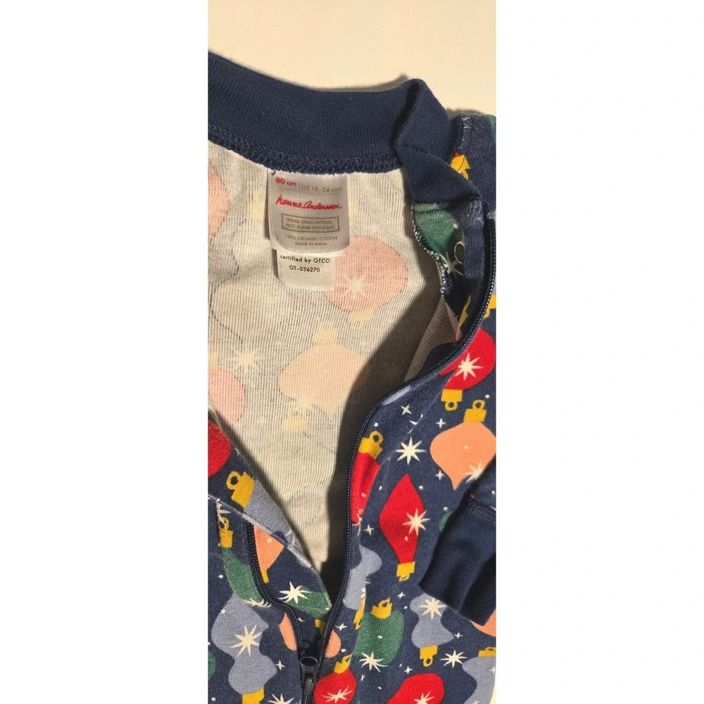 Hanna Andersson Organic Cotton Christmas Ornaments Pajama Jumpsuit 80cm‎ 18-24M